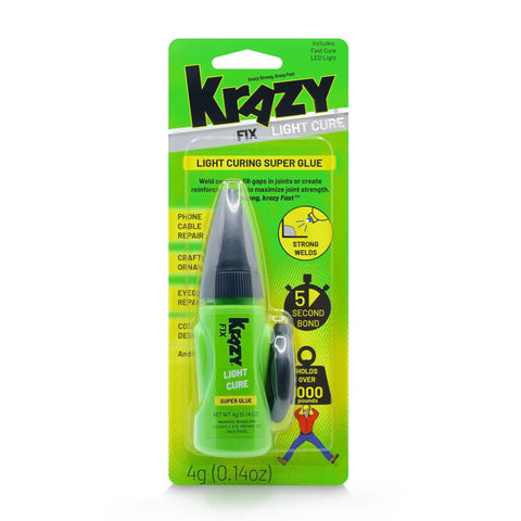 LED Curing Light Bonding Glue With Fast Set In Five Seconds, adhesive tube and LED light in green packaging