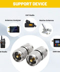 Two Pack UHF PL259 Male To Male Coax Connectors with ham radio and SWR meter for RF setups