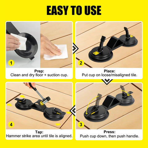 Heavy Duty Workhorse Floor Gap Fixer Tool With 45 Degree Striking Surface And Dual Enhanced Suction Cups For Pro Grade Plank Grabber Gaps In Laminate And Vinyl Flooring Iron Build For Durable Floor Gap Repair
