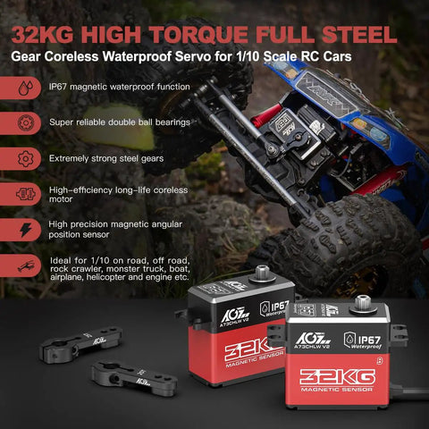 Beefy 32 Kg Cm Waterproof RC Steering Servo With Full Metal Gear Coreless Drive for off-road 1/10 scale RC cars
