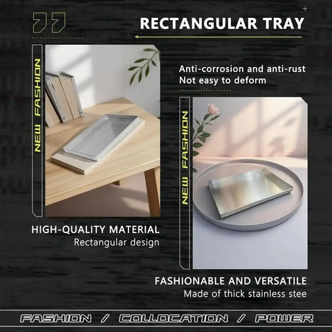 Hella Sturdy 304 Stainless Steel Drip Pan For AC Unit And Water Heater Condensate Catcher in rectangular design on table.