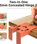 Two In One 35mm Concealed Hinge Jig With Magnetic Positioning Stopper And Gap Adjuster For Cabinets used on wood surface