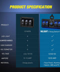 Product specification comparison with 4 Gang Rocker Switch Panel With QC3.0 Dual USB Charger Voltmeter Waterproof Night Glow Stickers