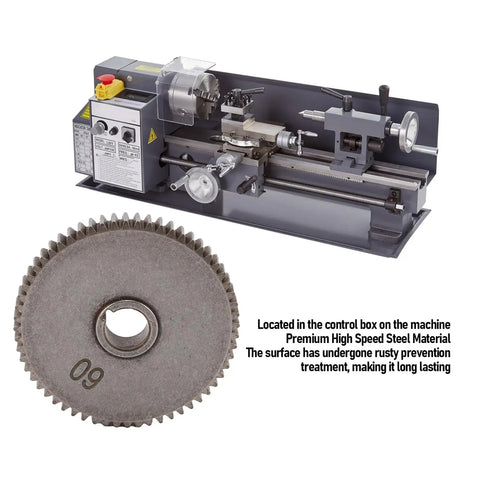 Heavy Duty T60 Sixty Tooth Mini Lathe Gear Replacement For Mx-210 Wm-210 8x16 Metal Mill Machine gear and lathe setup.