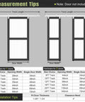 Measurement guide for Exterior Sliding Barn Door Hardware Kit With Box Rail Track Supports Up To 450 Pound Capacity Built Tough Weather Resistant Steel Wall Mount System For Outdoor Use Fits Double 36 Inch Door, showing track and door dimensions.