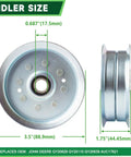 48 Inch Deck Rebuild Kit For Lawn Tractors Fits 145 155C LA130 LA165 showing idler size dimensions 3.5" by 1.75"