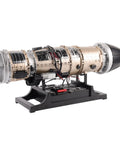 Kickass Metal Turbofan Engine Model Kit For Aviation Buffs 1 10 Scale Cutaway Aircraft Engine Display 600 Piece Assembly Project That Functions  detailed view of assembled metal turbofan engine model.