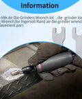 Top Shelf Pneumatic Air Die Grinder Wrench Kit Features 301-69A Small And 301-69B Large Open End Spanners in use on a grinder.