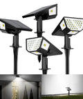 4 Pack Solar Spot Lights Outdoor Crazy Bright Garden Landscape Lighting With 47 LEDs Four Sides Illumination 300 Degree Beam
