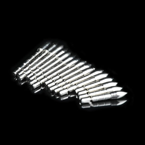 Archery Field Points Set 24 Pcs 60 80 100 120 Grain Insert Tips for 4.2mm Shafts displayed on black background