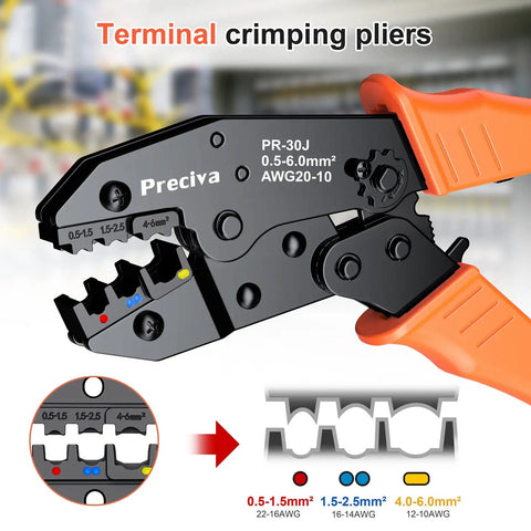 Insulated Wire Terminals Crimping Tool Kit With Ratcheting Crimper, 350 Pcs Insulated Connectors, AWG 20 To 10 And 0.5 To 6 Mm2 Range
