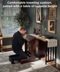 Solid Pine Wood Prayer Bench Kneeler With Cushioned Seat for Home And Church Use in a room setting