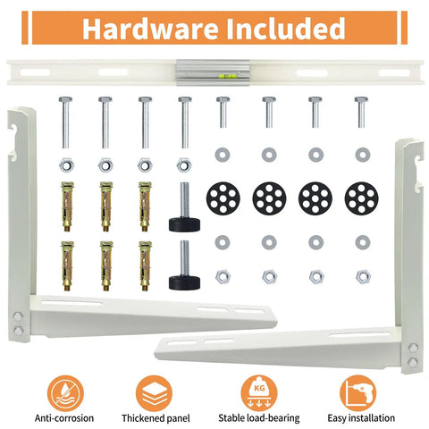 Hardware for Heavy Duty Galvanized Steel Mini Split Wall Mount Bracket For Outdoor Ductless AC Heating System, Supports Up To 270 Lbs