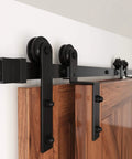 9Foot Single Track Bypass Sliding Barn Door Hardware Kit For Double Doors With Low Ceiling Easy Install Heavy Duty Steel Rail And Rollers