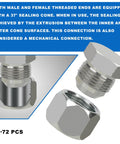 JIC Cap And Plug Set For 37 Degree Flare Hydraulic Hose Fittings Carbon Steel 72 Pieces with male and female threaded ends