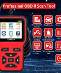 Garage Grade OBD2 Scanner Diagnostic Tool With Live Data Stream and features display, red device front