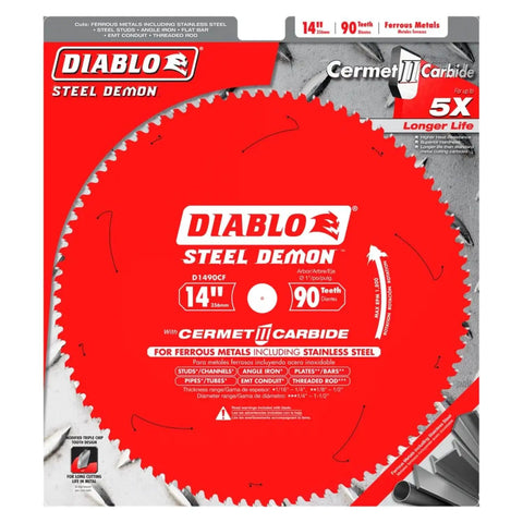 Steel Demon Cermet II Thin Metal Saw Blade, 14 Inch Diameter, 90 TCG Teeth, 1 Inch Arbor in packaging