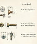 Diagram of 5 Pack Scope Mounting Screws Set For Rifles With #6-48 And #8-40, 6mm, 7.7mm, And 8.5mm Lengths, detailing sizes and lengths.