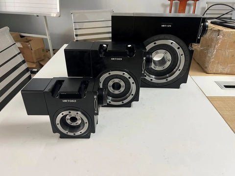 Top Shelf Precision Rotary Dividing Head Gear With Heavy Duty Index Table Core Components, three sizes on table.