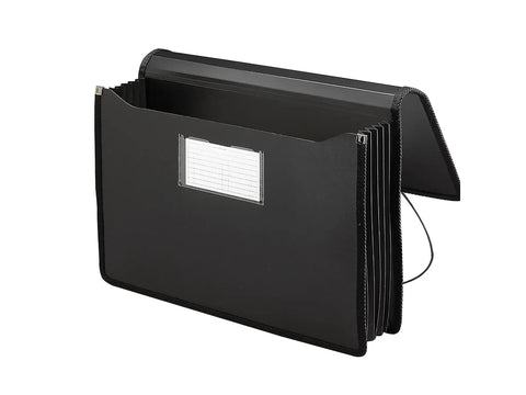 Poly Wallet Accordion File Organizer for Legal Size Documents black 5.25 inch expansion durable water resistant document holder