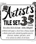 6x6 Inch White 210 Lb Paper Tiles Set 35 Thick Blank Sheets For Doodles Tangling Mandalas And Mini Masterpieces Heavyweight Art Tiles For Pencils Charcoal Markers And Paint label with decorative design.