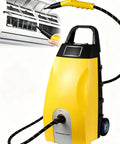 Professional Grade Industrial Steam Cleaner Machine High Pressure Hot Vapor Wand next to an air conditioner for deep cleaning.