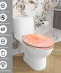 Elongated Toilet Seat Quiet Close for Home Bathroom in peach color, showing ergonomic design and slow close feature.