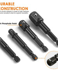 Heavy Duty Impact Socket Adapter Set For Power Tools With Quarter Inch, Three Eighths Inch, And Half Inch Sockets highlighted