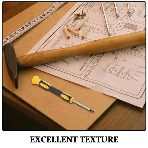 Pocket Sized Fencing Sword Tip Screwdriver With Anti Slip Handle on a workbench with tools and instruction sheet