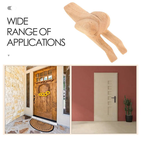 Wooden Door Stopper With Funny Shape For Home And Office Heavy Duty Door Wedge That Reduces Noise No Tools Needed Quick Install