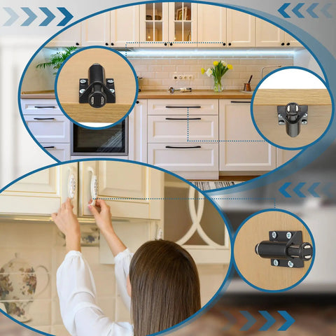 Zero Hassle Heavy Duty Magnetic Push To Open Cabinet Latches With Complete Hardware Kit for kitchen cabinets and drawers.