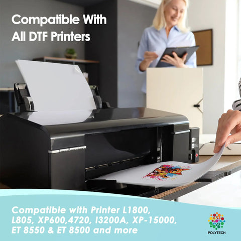 Printer using DTF Transfer Film Kit For DIY T Shirt Transfers A3 Size 60 Sheets 11x17 Inch PET Film Heat Transfer Paper