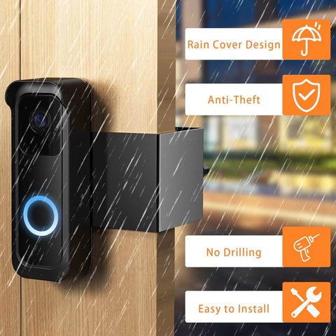 Anti Theft Doorbell Mount Bracket For Outdoor Cameras With Rain Cover, No Drill Install, Weatherproof, Secure Holder for Blink