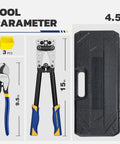 Pro Grade Heavy Duty Battery Cable Crimping Tool Kit With Ratchet Hex Extended Handle For 8,6,4,2,1,1/0 AWG Copper Lugs