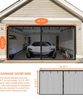 Heavy Duty Magnetic Garage Screen Door For 2 Car Garage 16 By 8 Feet Built Tough From Fiberglass Mesh illustration