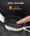Finger touching earmuff of Lightweight Gaming Headset With Crisp Sound And Clear Unidirectional Mic For PS5 PS4 Xbox Series X S Xbox One And Nintendo Switch Weighs 250 Grams With Soft Memory Earmuffs And Three Point Five Millimeter Audio Jack For All Day Gaming And Work