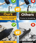 Comparison of heavy-duty metal landscape edging stakes showing durability and resistance against bending and breaking.