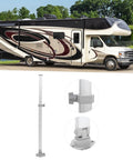 Telescopic Aluminum Table Leg with Anodized Frosted Finish, Adjustable 510-760mm, Foldable for RVs, next to a motorhome