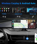 Wireless CarPlay Screen With 4K Dash Cam And 10.26 Inch Portable Touchscreen for Cars with display showing GPS navigation.