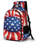 USA Flag Sunflower Printed Unisex Backpack with Large Capacity Durable Polyester Daypack for School Travel or Work