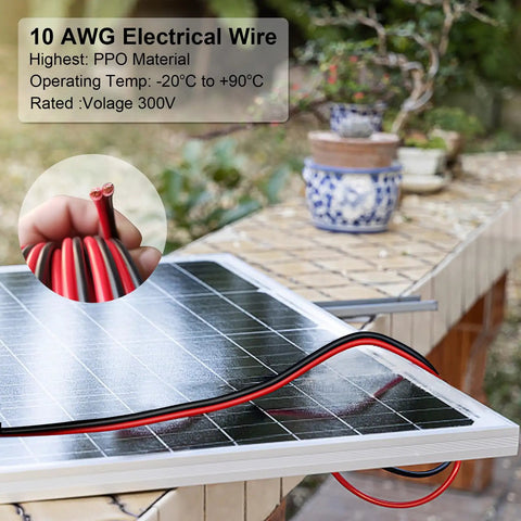 10 Gauge 2 Conductor Parallel Wire 100 Ft Tinned Copper With 0.254mm 105 Strand Per Conductor For Solar Panels, outdoor setup
