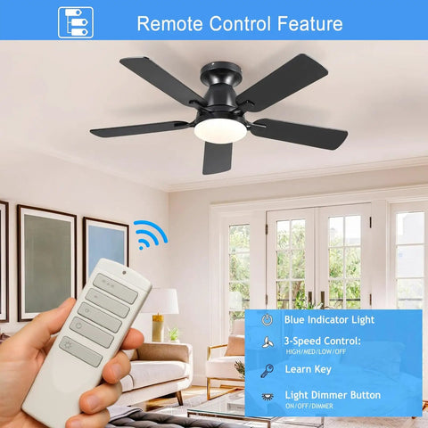 Replacement Ceiling Fan Remote Control For 315MHz Harbor Breeze Fans With Light Dimmer And Three Speed Settings Wall Mount Remote Only Compatibility With A25 TX001 R1 A25 TX005R A25 TX013 shown controlling fan in living room setting.