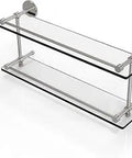 Slick Tempered Glass Shelf With Double Gallery Rails, 22 Inch Wide, 5 Inch Deep, 3/8 Inch Thick, Satin Nickel Finish
