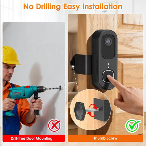 Anti Theft Doorbell Mount For Video Doorbell 2K Gen 2 No Drill Mounting Bracket installation comparison on door