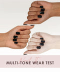 Three hands with Semi Cured Gel Nail Strips For Real Gel Polish UV Wraps To Strengthen Brittle Nails Waterproof Long Lasting Hema Free