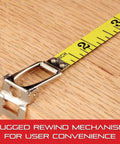Close-up of folding hook on Long Line Tape Measure With Closed Reel, Nylon Rollers, Rewind Mechanism And Folding Hook, 100 Feet Length