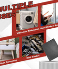 Graphic showing uses of Neoprene Rubber Sheet 12 Inch Wide Three Eighths Inch Thick 12 Inch Long for DIY gasket, sealing, and padding