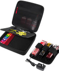 Hard Shell Barber Travel Case For Clippers And Grooming Gear, Adjustable DIY Dividers To Fit 3 To 4 Clipper Sets, open view with tools.