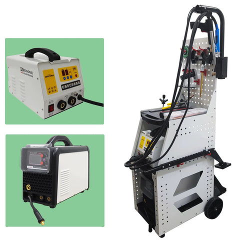 Heavy Duty Car Dent Repair Welder Kit With Stud Welder For Auto Body Spot Weld Tool 220V Digital Inverter Pulse Welding Steel Panel Repair Includes Pro Grade Tool Cart For Easy Mobility And Beast Mode Results.