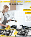 Portable Handheld Steam Cleaner With Six Adjustable Pressure Levels And Fifteen Utility Tips Blasts Out High Heat to remove kitchen grease.